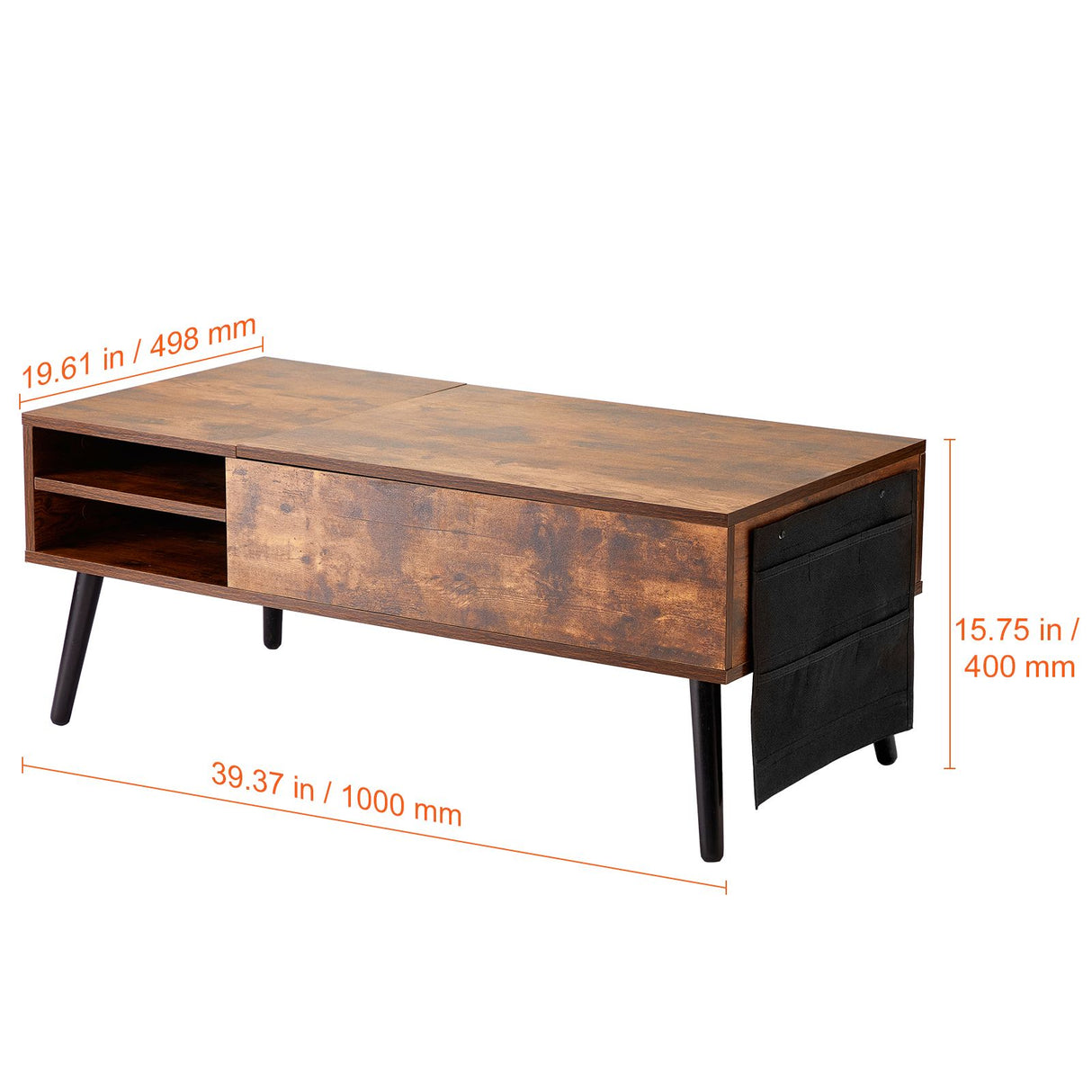 VEVOR Lift Top Coffee Table 39.4 in Rectangle Coffee Table for Living Room Brown