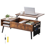 VEVOR Lift Top Coffee Table 39.4 in Rectangle Coffee Table for Living Room Brown