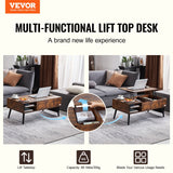 VEVOR Lift Top Coffee Table 39.4 in Rectangle Coffee Table for Living Room Brown