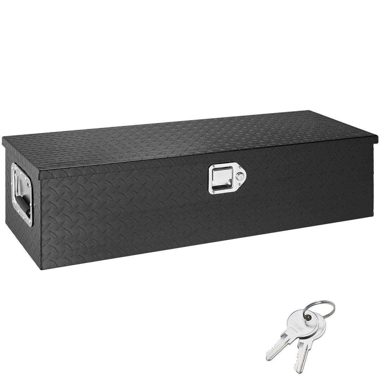 Heavy Duty Aluminum Truck Bed Tool Box, Diamond Plate Tool Box with Side Handle and Lock Keys, Storage Tool Box Chest Box Organizer for Pickup, Truck Bed, RV, Trailer, 990 x 330 x 254 mm, Black
