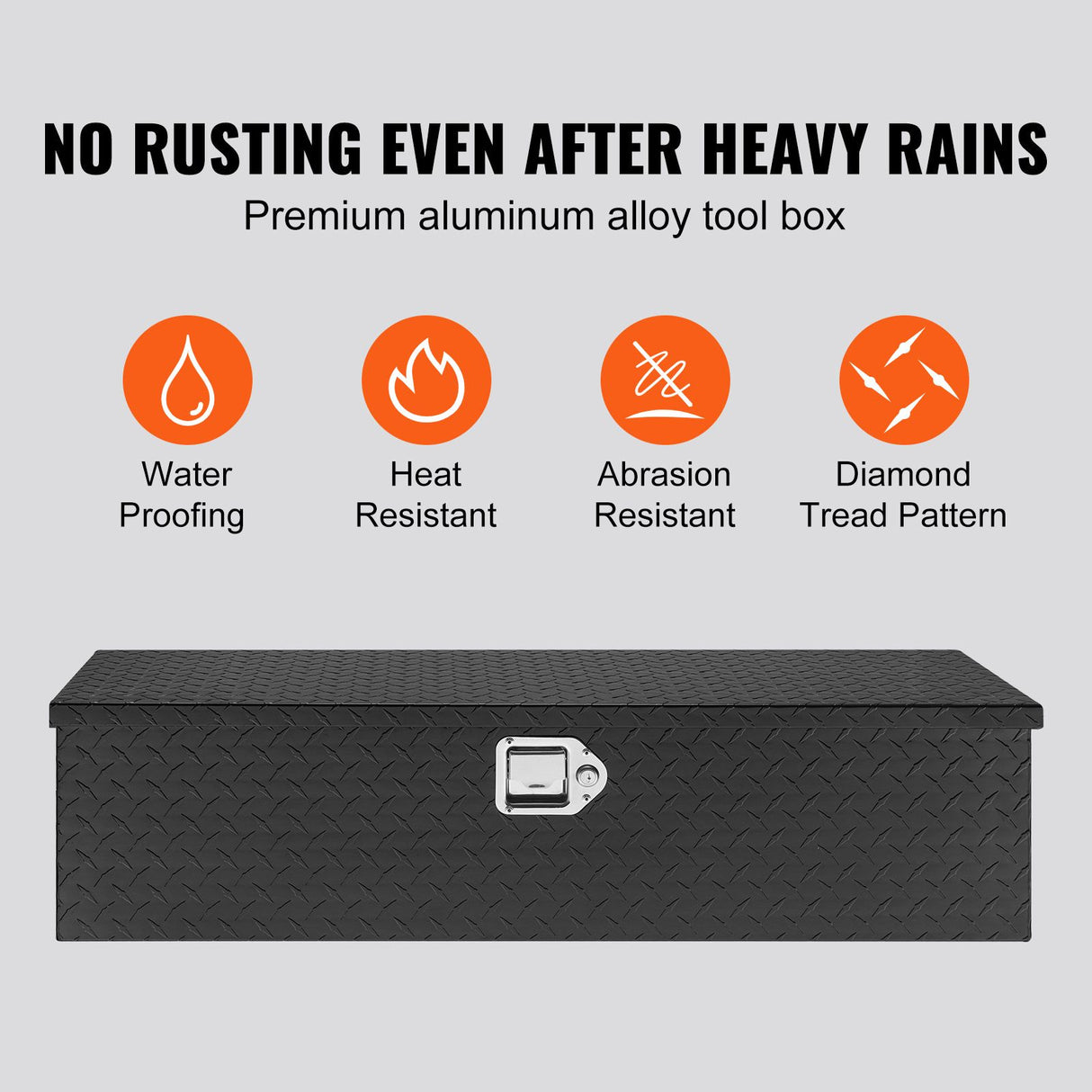 Heavy Duty Aluminum Truck Bed Tool Box, Diamond Plate Tool Box with Side Handle and Lock Keys, Storage Tool Box Chest Box Organizer for Pickup, Truck Bed, RV, Trailer, 990 x 330 x 254 mm, Black