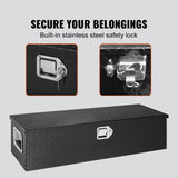 Heavy Duty Aluminum Truck Bed Tool Box, Diamond Plate Tool Box with Side Handle and Lock Keys, Storage Tool Box Chest Box Organizer for Pickup, Truck Bed, RV, Trailer, 990 x 330 x 254 mm, Black