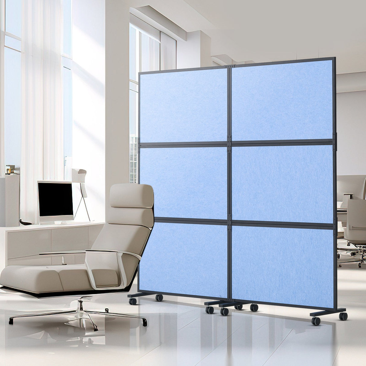 Acoustic Room Divider Partition Panel Privacy Screen 2 Pack Indigo Blue