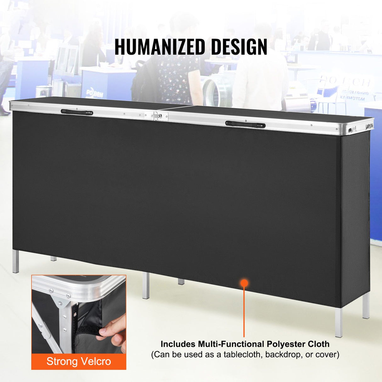 VEVOR Extra Long Folding Portable Bar Table - Tradeshow Podium Table for Indoor