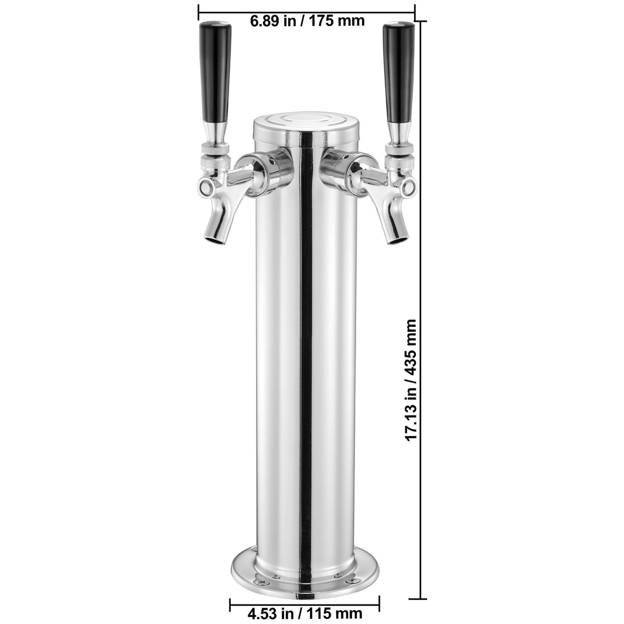 Dual Taps Draft Beer Tower Dispenser, Stainless Steel Keg Beer Tower, Kegerator Tower Kit with Pre-Assembled Tubing and Self-Closing Faucet Shanks for Party, Bar, Pub, Restaurant