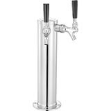 Dual Taps Draft Beer Tower Dispenser, Stainless Steel Keg Beer Tower, Kegerator Tower Kit with Pre-Assembled Tubing and Self-Closing Faucet Shanks for Party, Bar, Pub, Restaurant