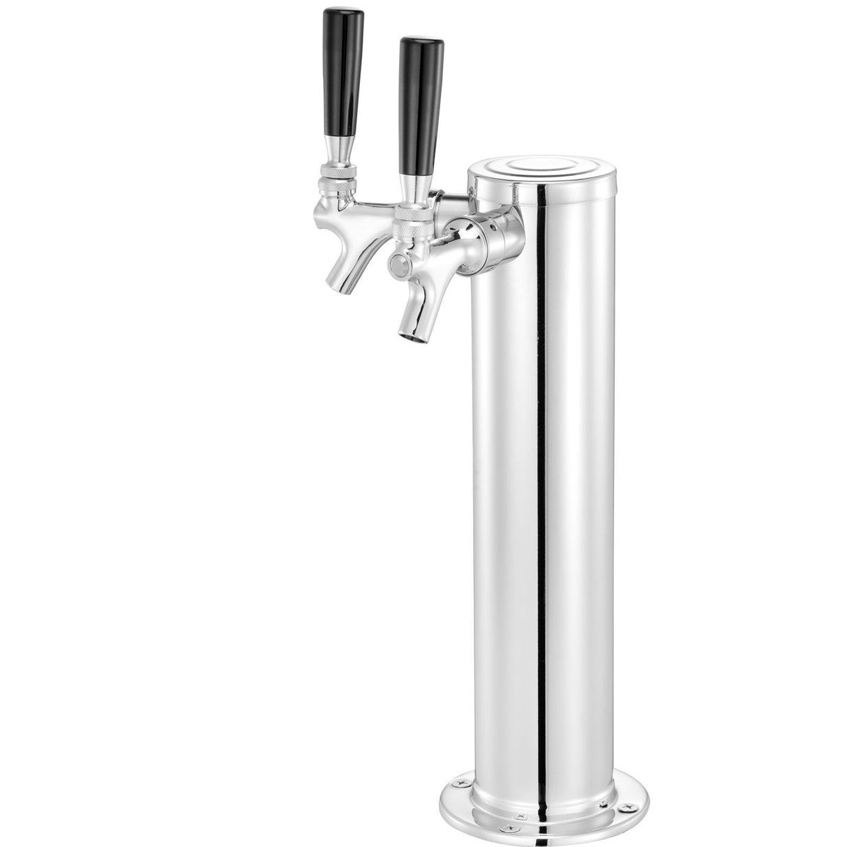 Dual Taps Draft Beer Tower Dispenser, Stainless Steel Keg Beer Tower, Kegerator Tower Kit with Pre-Assembled Tubing and Self-Closing Faucet Shanks for Party, Bar, Pub, Restaurant