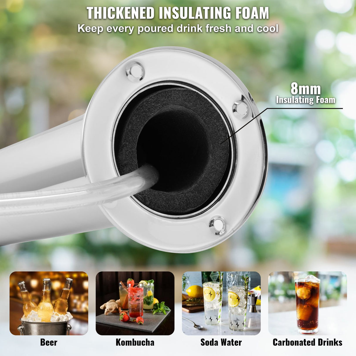 Triple Taps Draft Beer Tower Dispenser, Stainless Steel Keg Beer Tower, Kegerator Tower Kit with Pre-Assembled Tubing and Self-Closing Faucet Shanks for Party, Bar, Pub, Restaurant