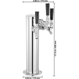 Triple Taps Draft Beer Tower Dispenser, Stainless Steel Keg Beer Tower, Kegerator Tower Kit with Pre-Assembled Tubing and Self-Closing Faucet Shanks for Party, Bar, Pub, Restaurant