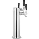 Triple Taps Draft Beer Tower Dispenser, Stainless Steel Keg Beer Tower, Kegerator Tower Kit with Pre-Assembled Tubing and Self-Closing Faucet Shanks for Party, Bar, Pub, Restaurant