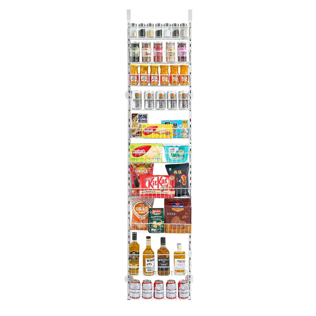 10-Tier Over the Door Pantry Organizer Hanging Storage Rack Adjustable