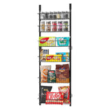 Over the Door Pantry Organizer, 6-Tier Pantry Organization and Storage, Heavy-Duty Steel Hanging Spice Rack, Adjustable Wall Seasoning Shelves, for Home Kitchen Laundry Room Bathroom, Black