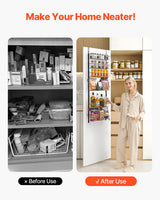 Over the Door Pantry Organizer, 6-Tier Pantry Organization and Storage, Heavy-Duty Steel Hanging Spice Rack, Adjustable Wall Seasoning Shelves, for Home Kitchen Laundry Room Bathroom, Black