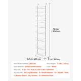 Over the Door Pantry Organizer, 9-Tier Pantry Organization and Storage, Heavy-Duty Steel Hanging Spice Rack, Adjustable Wall Seasoning Shelves, for Home Kitchen Laundry Room Bathroom, White