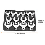 Crowfoot Wrench Set, 1/2" Drive 14-Piece SAE (1-1/16" - 2") Crows Foot Wrench Set with Storage Tray, 40CR Material with Laser Etched Sizing, for Mechanical Maintenance or Repairs