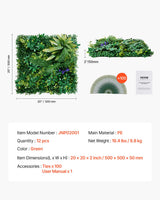 Artificial Grass Wall Panels, 12 PCS 20 x 20 inch, 3D Combination Greenery Boxwood Panel for Indoor Outdoor Green Decor & Ivy Fence Covering, Privacy Backdrop Wall Hedge Screen for Garden