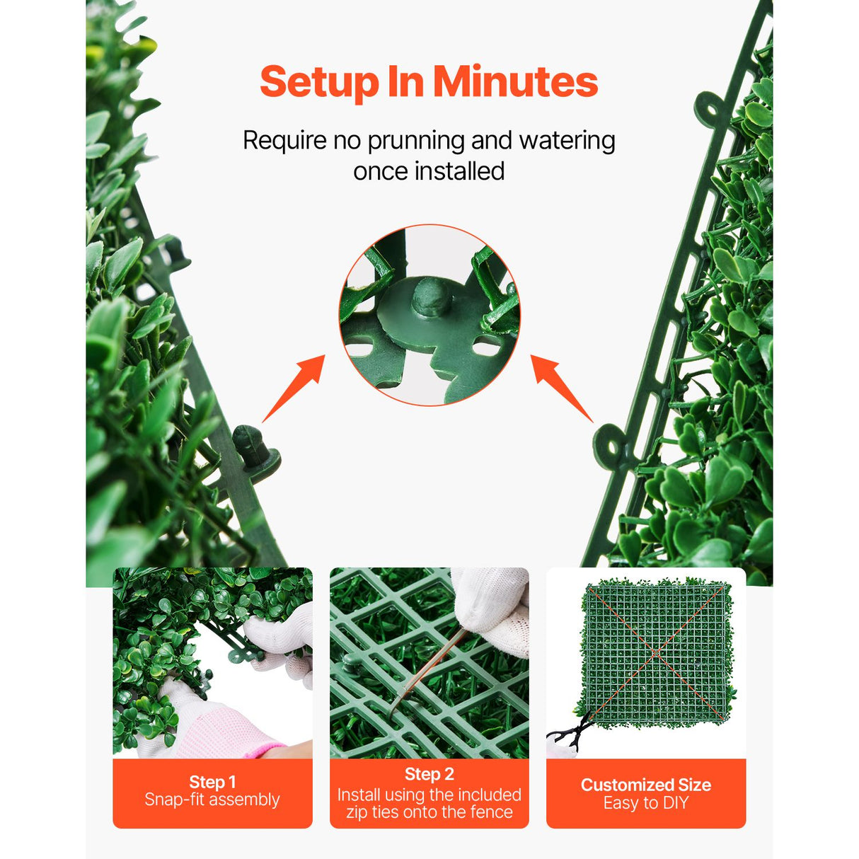 Artificial Grass Wall Panels, 8 PCS 20 x 20 inch, 3D Combination Greenery Boxwood Panel for Indoor Outdoor Green Decor & Ivy Fence Covering, Privacy Backdrop Wall Hedge Screen for Garden
