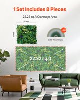 Artificial Grass Wall Panels, 8 PCS 20 x 20 inch, 3D Combination Greenery Boxwood Panel for Indoor Outdoor Green Decor & Ivy Fence Covering, Privacy Backdrop Wall Hedge Screen for Garden
