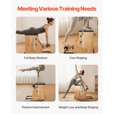 Pilates Chair, Split-Pedal Stability Combo Chairs with Handles, Rubber Wood Frame Yoga Fitness Trainer, Exercise Reformer, Pilates Resistance-Workout Equipment, for Home Gym Studio Workout