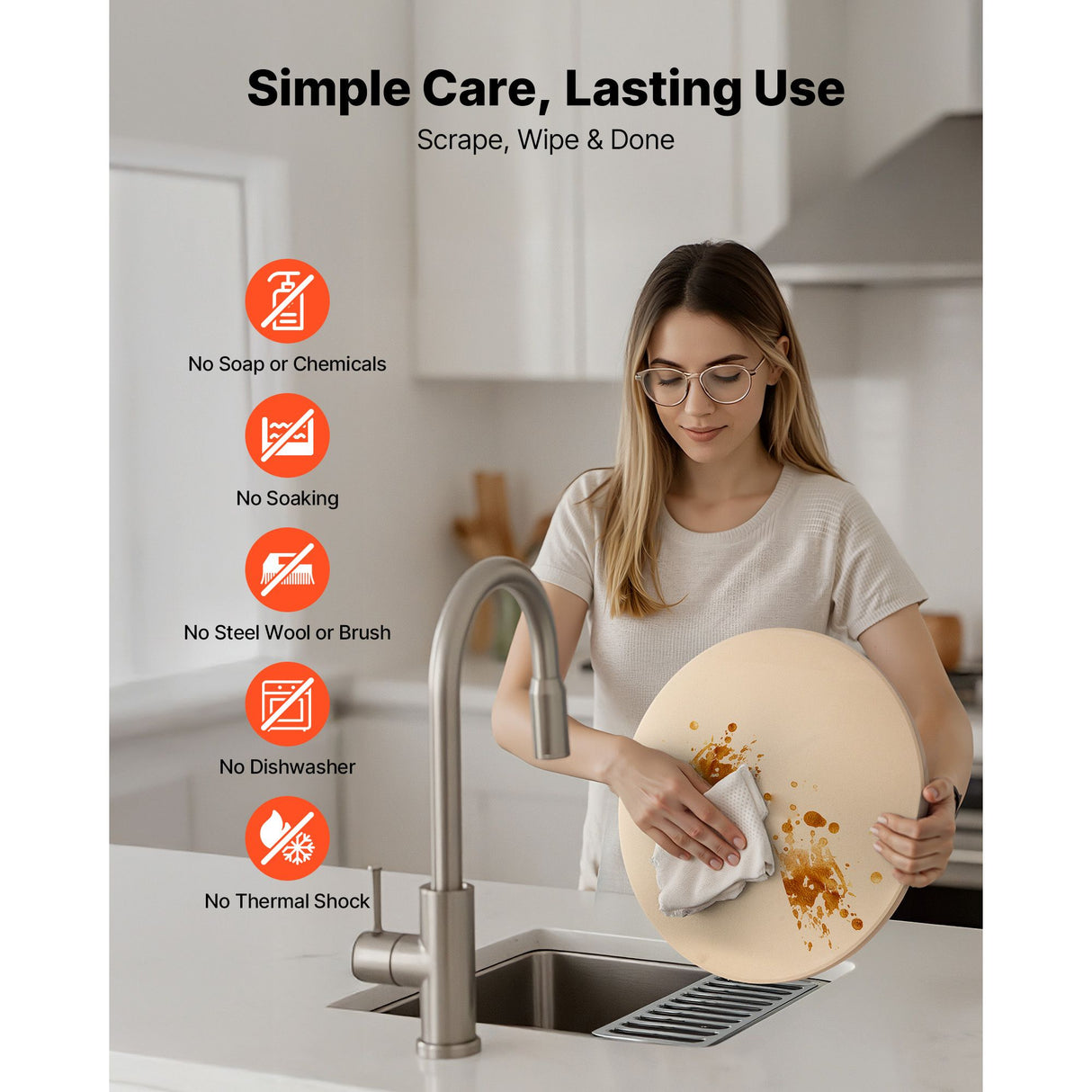 Pizza Stone, 381 mm Round Cordierite Pizza Stone, Extra Large Baking-Stone with Aluminum Peel, 17 mm Thickness Heat-Resistant Cooking Cordierite, for Kitchen Oven, Baking Pizzas, BBQ Grilling