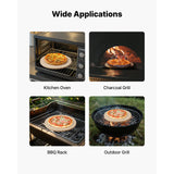 Pizza Stone, 381 mm Round Cordierite Pizza Stone, Extra Large Baking-Stone with Aluminum Peel, 17 mm Thickness Heat-Resistant Cooking Cordierite, for Kitchen Oven, Baking Pizzas, BBQ Grilling
