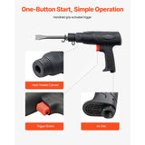 Air Hammer, 2500-2700BPM Pneumatic Hammer with 70mm Stroke & 4PCS 170mm Long Barrel Chisels, Pistol-Grip Compact Air Chisel Pneumatic Shovel Tool for Cutting Scraping Demolishing