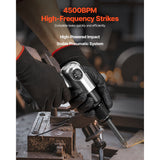 Air Hammer, 4500BPM Pneumatic Hammer with 40mm Stroke & 4PCS Chisels Round Shank, Lightweight & Compact Air Chisel Pneumatic Shovel Tool for Cutting Punching Scraping
