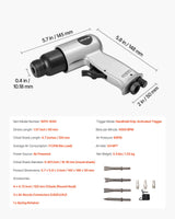 Air Hammer, 4500BPM Pneumatic Hammer with 40mm Stroke & 4PCS Chisels Round Shank, Lightweight & Compact Air Chisel Pneumatic Shovel Tool for Cutting Punching Scraping
