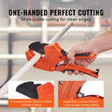 PVC Pipe Cutter, 0-2-1/2" O.D. Ratcheting PVC Pipe Cutter, Heavy Duty Tube Cutting Tool with Spare SK5 Blade for PVC, CPVC, PP-R, PEX, PE, Rubber Hoses