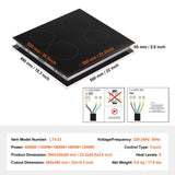Built-in Electric Cooktop Radiant Ceramic Cooktop 4 Burners 23.2x20.5 inch