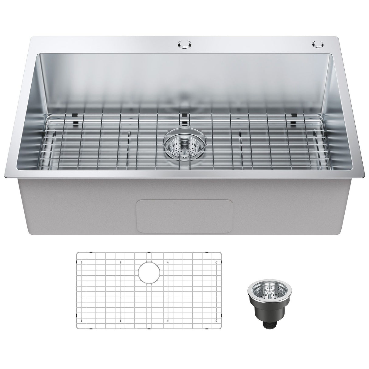 Kitchen Sink, 304 Stainless Steel Drop-In Sinks, Top Mount Single Bowl Basin with Accessories(Pack of 3), Household Dishwasher Sinks for Workstation, RV, Prep Kitchen, and Bar Sink, 33 inch
