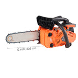 25 cc Gas Chainsaw, 305 mm Gas Powered Chainsaw, 0.75 kW Power Chain Saw with Non-Slip Handle, Gas-Powered Chainsaws with Dual Fuel Tanks, For Wood Cutting, Tree Trimming, and Land Clearing