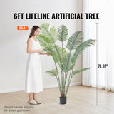 Artificial Palm Tree, 1.8mTall Faux Plant, Secure PE Material & Anti-Tip Tilt Protection Low-Maintenance Plant, Lifelike Green Fake Tree for Home Office Warehouse Decor Indoor Outdoor