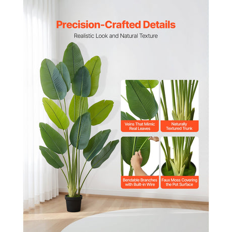 Artificial Bird of Paradise 1829 mm Tall, Fake Tropical Plants with with 13 Trunks & White Pot, Faux Floor Silk Tree, Large Trees for Home Office Living Room Decor House Warming, Indoor Outdoor