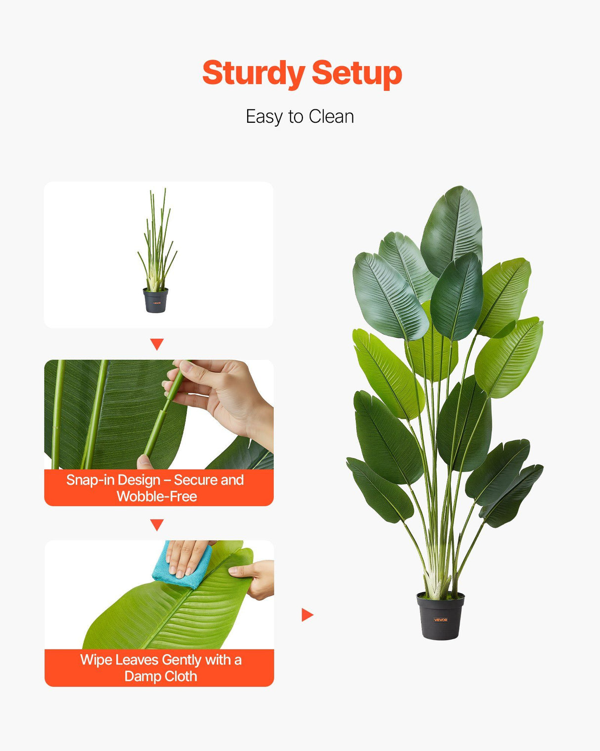 Artificial Bird of Paradise 1829 mm Tall, Fake Tropical Plants with with 13 Trunks & White Pot, Faux Floor Silk Tree, Large Trees for Home Office Living Room Decor House Warming, Indoor Outdoor