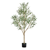 150cm Artificial Olive Tree with Black Pot, Tall Fake Tree with Natural Wood Trunk & Realistic Green Leaves and Fruits, Indoor Faux Plant for Home, Office, Living Room, Corner Decor