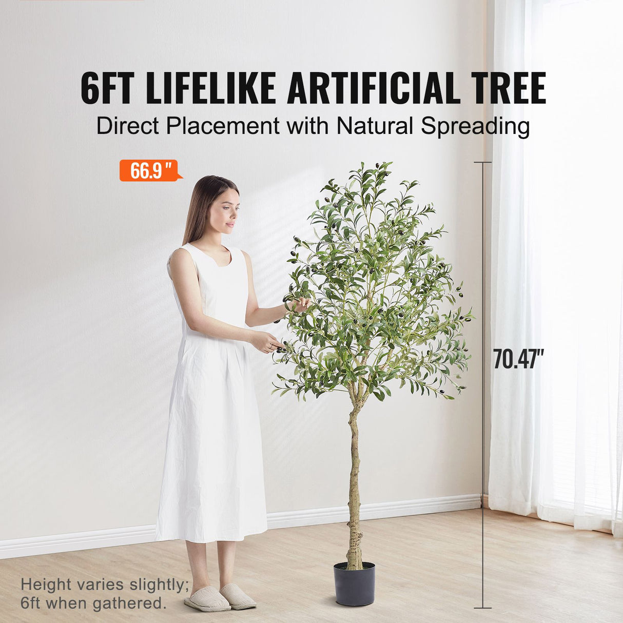Artificial Olive Tree, 15.2cm Tall Faux Plant, Secure PE Material & Anti-Tip Tilt Protection Low-Maintenance Plant, Lifelike Green Fake Potted Tree for Home Office Warehouse Decor Indoor Outdoor