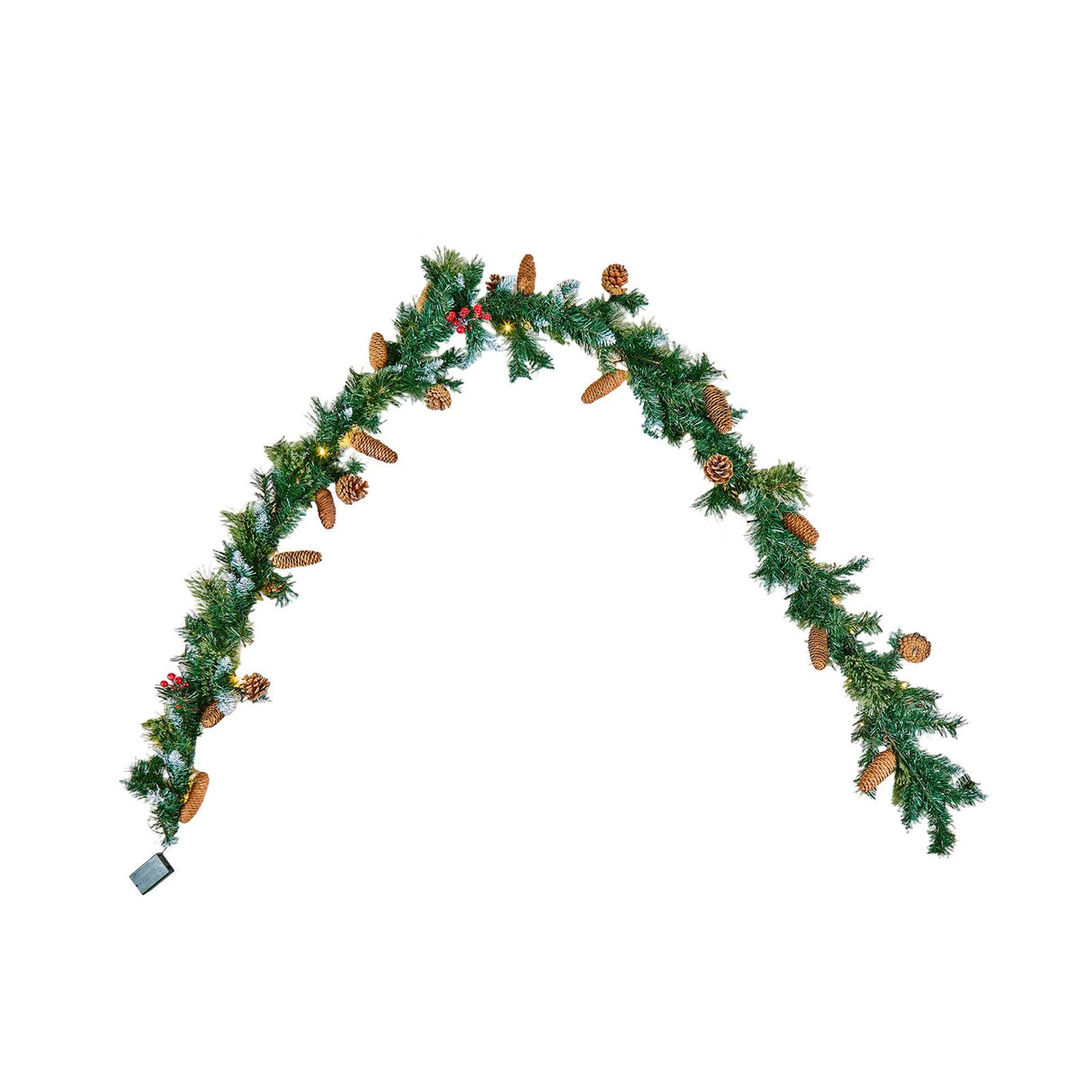 VEVOR Christmas Garland, 2750mm Artificial Christmas Garland with Light String, Faux Greenery Decoration with Berry Clusters, Pine Needles, Pine Cones, Realistic Xmas Collection for Mantel Fireplace