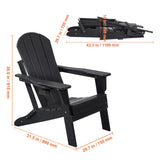 VEVOR Adirondack Chair Plastic, Set of 2 All-Weather Portable Folding Fire Pit Chair, Outdoor Adirondack Patio Chair with Cup Holder, with Relaxing Arm Rest Ergonomic, for Garden, Backyard - Black