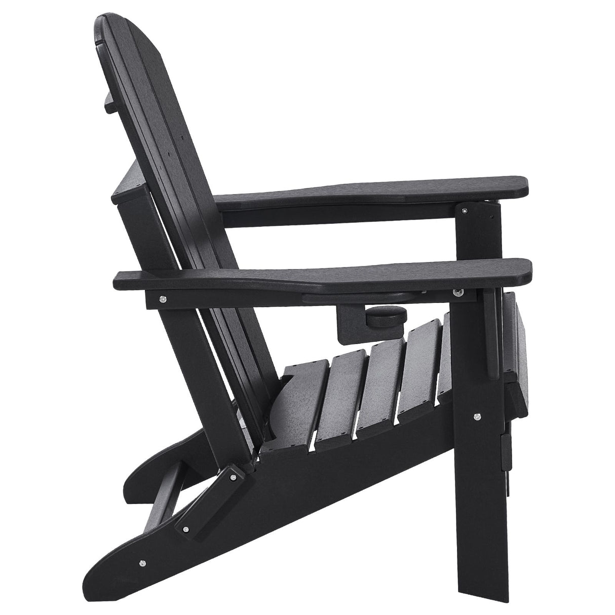 VEVOR Adirondack Chair Plastic, Set of 2 All-Weather Portable Folding Fire Pit Chair, Outdoor Adirondack Patio Chair with Cup Holder, with Relaxing Arm Rest Ergonomic, for Garden, Backyard - Black