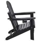 VEVOR Adirondack Chair Plastic, Set of 2 All-Weather Portable Folding Fire Pit Chair, Outdoor Adirondack Patio Chair with Cup Holder, with Relaxing Arm Rest Ergonomic, for Garden, Backyard - Black