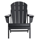VEVOR Adirondack Chair Plastic, Set of 2 All-Weather Portable Folding Fire Pit Chair, Outdoor Adirondack Patio Chair with Cup Holder, with Relaxing Arm Rest Ergonomic, for Garden, Backyard - Black