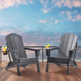 VEVOR Adirondack Chair Plastic, Set of 2 All-Weather Portable Folding Fire Pit Chair, Outdoor Adirondack Patio Chair with Cup Holder, with Relaxing Arm Rest Ergonomic, for Garden, Backyard - Gray