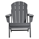 VEVOR Adirondack Chair Plastic, Set of 2 All-Weather Portable Folding Fire Pit Chair, Outdoor Adirondack Patio Chair with Cup Holder, with Relaxing Arm Rest Ergonomic, for Garden, Backyard - Gray