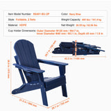 VEVOR Adirondack Chair Plastic, Set of 2 All-Weather Portable Folding Fire Pit Chair, Outdoor Adirondack Patio Chair with Cup Holder, with Relaxing Arm Rest Ergonomic, for Garden, Backyard Navy Blue