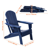 VEVOR Adirondack Chair Plastic, Set of 2 All-Weather Portable Folding Fire Pit Chair, Outdoor Adirondack Patio Chair with Cup Holder, with Relaxing Arm Rest Ergonomic, for Garden, Backyard Navy Blue