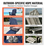 VEVOR Adirondack Chair Plastic, Set of 2 All-Weather Portable Folding Fire Pit Chair, Outdoor Adirondack Patio Chair with Cup Holder, with Relaxing Arm Rest Ergonomic, for Garden, Backyard Navy Blue