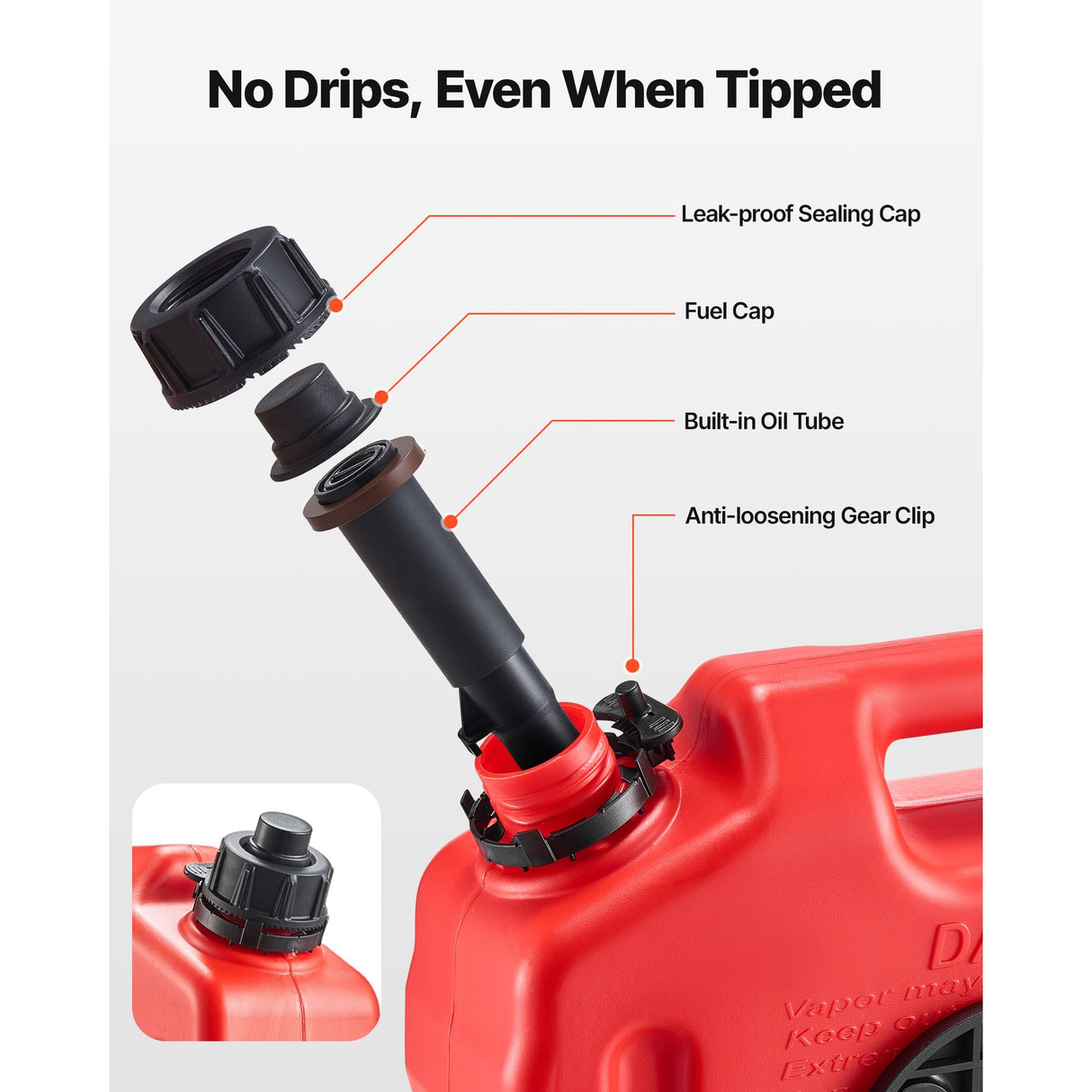 Fuel Container, 10 L, Gas Can with Spout and Lockable Bracket, 15 L/min Max Flow Rate, Secure & Leak-proof, Portable Flat Fluid Container for Most Cars Motorcycle ATV UTV, Red