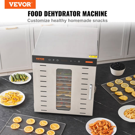 10 Trays Food Dehydrator Machine Stainless Steel 1000W Jerky Fruit Drying