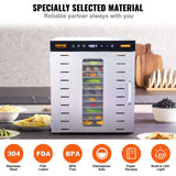10 Trays Food Dehydrator Machine Stainless Steel 1000W Jerky Fruit Drying